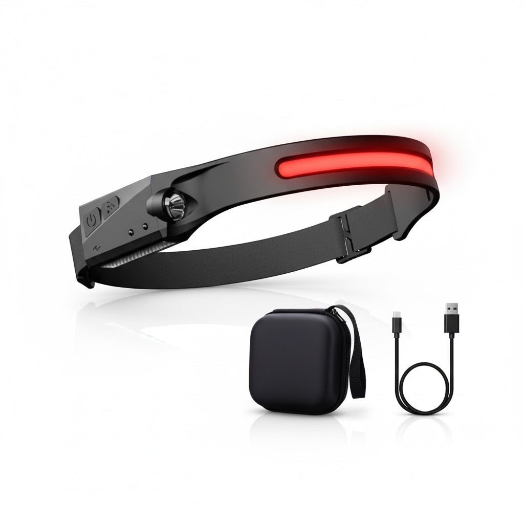 Linterna frontal LED COB con sensor de movimiento – Recargable e impermeable