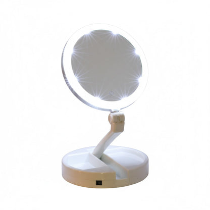 Espejo plegable con luz LED – Ideal para viajes y maquillaje diario
