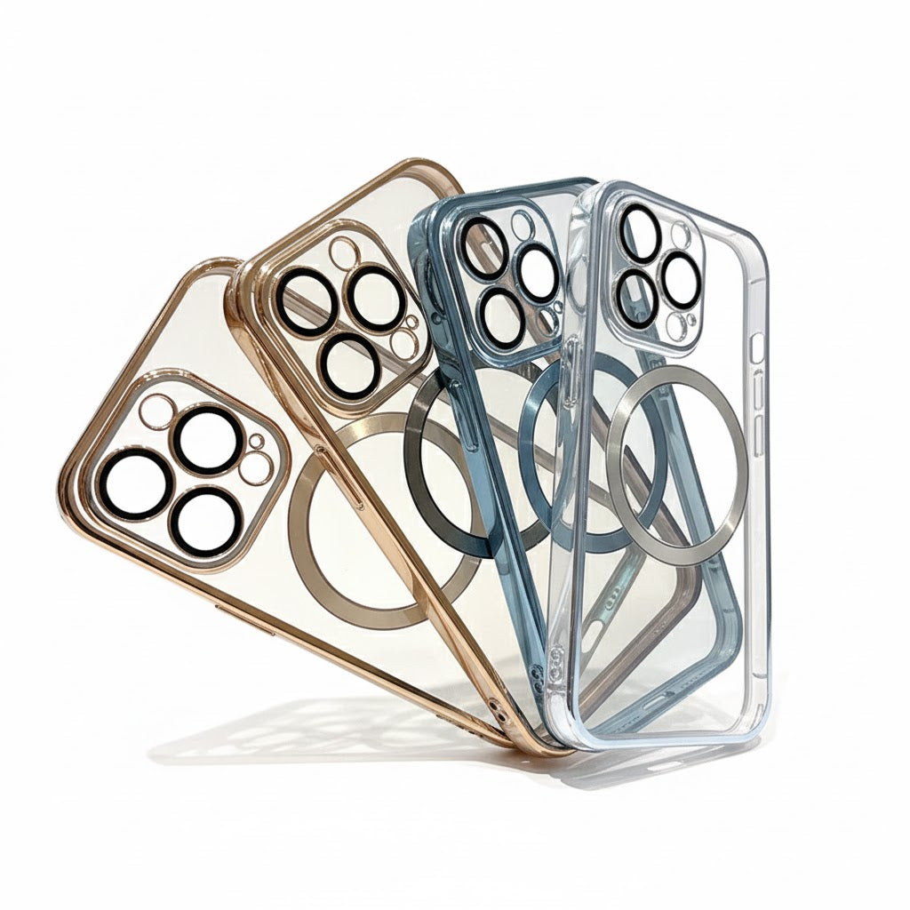 Funda para iPhone con protector de cámara – Diseño electrochapado HD anticaídas
