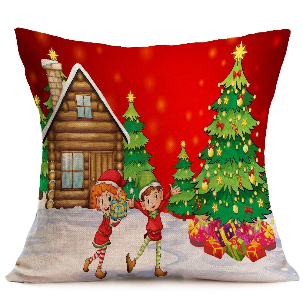 Funda de cojín navideña de 43×43 cm con material de algodón PP y diseño decorativo para interiores